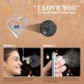 wholesale 18K White Gold Plated Silver & Moissanite 100 Languages I Love You Projection Heart Infinity Necklace with Rose Gift-0-3