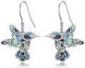 wholesale 925 Sterling Silver Abalone Shell Hummingbird Dangle Earrings Gift for Her-0-0