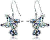 wholesale 925 Sterling Silver Abalone Shell Hummingbird Dangle Earrings Gift for Her-Hummingbird