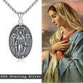 wholesale 925 Sterling Silver Virgin Mary Pendant with Cross & Halo Necklace for Men Women Catholic  36 Chain-0-3