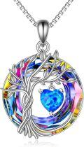 wholesale Sterling Silver Crystal Tree of Life Necklace for Women Birthstone Pendant-0-0