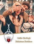 wholesale 925 Sterling Silver Celtic Claddagh Necklace with Heart Birthstones-0-2