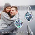 wholesale 925 Sterling Silver Abalone Shell Celtic Trinity Knot Leverback Earrings Triquetra Tree of Life s for Women Girls-0-5