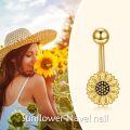 wholesale 925 Sterling Silver Sunflower Belly Button Ring Flower Piercing Jewelry for Women Hypoallergenic-0-5