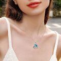 wholesale 925 Silver Axolotl Heart Pendant Necklace Rose Gold Plated Zircon Abalone Love You Forever-0-5