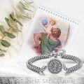 wholesale Sterling Silver St Christopher Protection Bracelet - 20.6x15.7mm - Gift Box-0-5