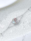 wholesale 925 Sterling Silver Crescent Moon Charm Bracelet With Red Mushroom Design-0-2