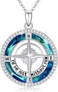 wholesale 925 Sterling Silver Blue Crystal Compass Pendant Necklace for Women - Graduation Gifts-0-0