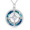 wholesale 925 Sterling Silver Blue Crystal Compass Pendant Necklace for Women - Graduation Gifts-0-0