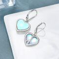 wholesale 925 Sterling Silver Heart-Shaped Moonstone Peace Sign Drop Earrings with Leverbacks for Women Gifts-0-2