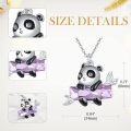 wholesale 925 Sterling Silver Purple Crystal Panda Charm Necklace for Women Mom Wife Gift-0-1