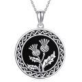 wholesale 925 Sterling Silver Round Thistle Flower Black Enamel Infinity Pendant Necklace for Women Girls Valentines Day Gifts Jewelry 45cm Chain Length-0-0