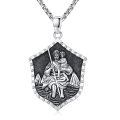 wholesale 925 Sterling Silver Shield Pendant With Saint Christopher Figure-0-0