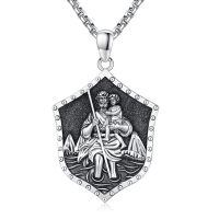 wholesale 925 Sterling Silver Shield Pendant With Saint Christopher Figure-Saint Christopher