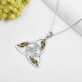 wholesale 925 Sterling Silver Triquetra Pendant Necklaces for Women - Celtic Knot Design with Black and Gold Accents Irish Lucky Charm -0-2