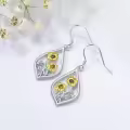 wholesale 925 Sterling Silver Sunflower Dangle Drop Charm Earrings Wholesale for Women Gifts-0-1