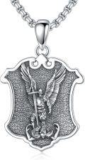 wholesale 925 Sterling Silver Saint Medal Pendant with Eagle and Sword Design - Religious Jewelry for Men & Women -0-0