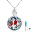 TOUPOP 925 Sterling Silver Red Cardinal Necklace Urn Ashes Memorial Jewelry-0-0