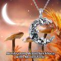 wholesale 925 Sterling Silver Moon Pendant with Green Stone and Mushrooms for Women's Necklaces Gifts-0-5