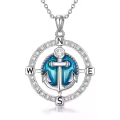 TOUPOP 925 Sterling Silver Anchor Compass Pendant Necklace-0-0