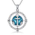 TOUPOP 925 Sterling Silver Anchor Compass Pendant Necklace-0-0