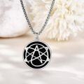 wholesale 925 Sterling Silver Black Obsidian Pentagram Pendant Necklace Gothic Jewellery for Men Women-0-2