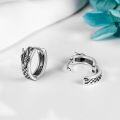 wholesale 925 Sterling Silver Dragon Head Design Huggie Earrings with Black Enamel Finish and Celtic Knot Pattern-0-3