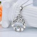 wholesale 925 Sterling Silver Opal Celtic Knot Claddagh Pendant Necklace-0-3