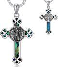 wholesale 925 Sterling Silver Cross Pendant with Abalone Shell and Religious Figures - Perfect Gift for Women & Men-0-0