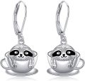 wholesale 925 Sterling Silver Sloth in Teacup Dangle Earrings Gift for Her-0-0