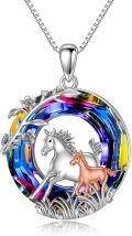 wholesale TOUPOP Gift With Horse Necklace For Women Horse Gifts For Women 925 Silver Horse Pendant Necklace Mother Daughter Necklace With Horse Horses Jewelry For Women Sister Wife Birthday Christmas Gift -0-0