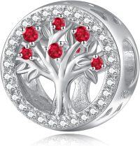 wholesale 925 Sterling Silver Tree of Life Birthstone Charms for Bracelets-07 Jul - Ruby