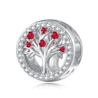 wholesale 925 Sterling Silver Tree of Life Birthstone Charms for Bracelets-07 Jul - Ruby