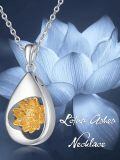 wholesale 925 Sterling Silver Teardrop Pendant With Gold Lotus Flower-0-5