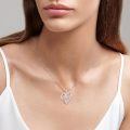 wholesale 925 Sterling Silver Mom Heart Pendant Necklace Orange Butterfly Crystal Platinum Plated-0-1