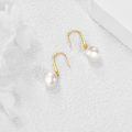 wholesale 18K Gold Diamond and Cultured Freshwater Pearl Drop Earrings for Women-0-3