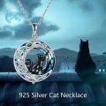 wholesale 925 Sterling Silver Abalone Black Cat Moon Pendant Necklace for Women-0-1