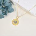 wholesale 14K Gold Round Evil Eye Pendant Necklace with Chain for Women Girls-0-3