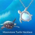 wholesale 925 Sterling Silver Blue Moonstone Sea Turtle Pendant Necklace for Women-0-4