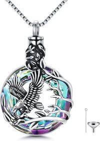 wholesale TOUPOP Toupo Eagle Urn Necklace For Ashes Sterling Silver Eagle Cremation Jewelry For Ashes With Purple Crystal Memorial Jewelry Gifts For Women Men Gifts -undefined