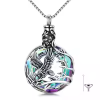 TOUPOP Sterling Silver Purple Crystal Eagle Urn Necklace For Ashes Memorial Jewelry-undefined
