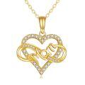 wholesale 14k Gold Mom Heart Pendant Necklace Cubic Zirconia Pave Chain Jewelry Gift-0-0