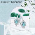 wholesale 925 Sterling Silver Teardrop Shape Turquoise & Cubic Zirconia Drop Earrings for Women-0-3
