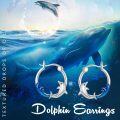 wholesale 925 Sterling Silver Blue Enamel Dolphin Wave Hoop Earrings for Women-0-5