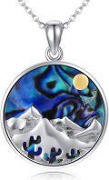 wholesale 925 Sterling Silver Abalone Shell Wave Mountain Pendant Necklace for Women Ocean  48x67mm-0-0