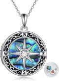 wholesale 925 Sterling Silver Abalone Shell Triple Moon Goddess Locket Pendant Necklace for Men & Women Norse Viking Pagan  47cm Chain Length-0-0