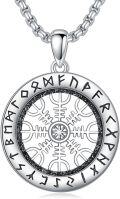 wholesale 925 Sterling Silver Norse Vegvisir Compass & Tree of Life Pendant Necklace  with Wolf Head and Mjolnir Charm-0-0