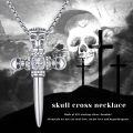wholesale 925 Sterling Silver Skull Cross Dagger Pendant Necklace Gothic  for Men Women-0-5