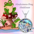 wholesale 925 Sterling Silver Round Abalone Shell Frog on Mushrooms Pendant Necklace for Women Girls Gifts-0-1