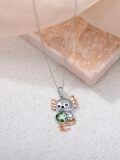 wholesale 925 Sterling Silver Green Moss Agate Axolotl Pendant Necklace-0-2